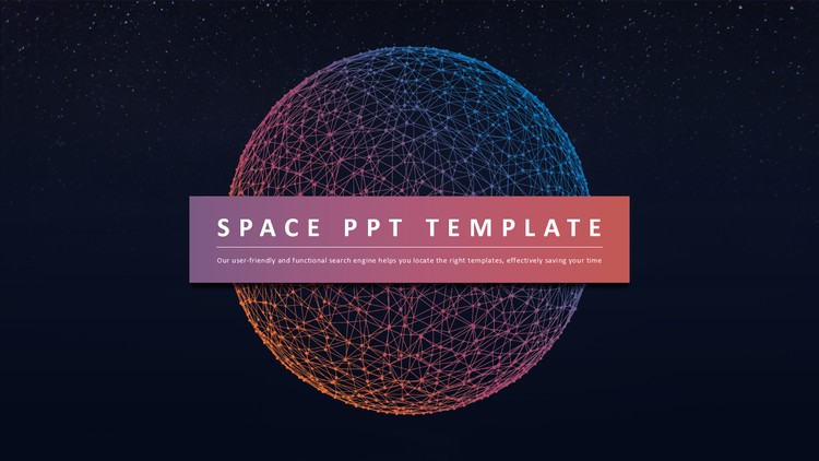 精致点线绘制星球背景商务PPT模板免费下载
