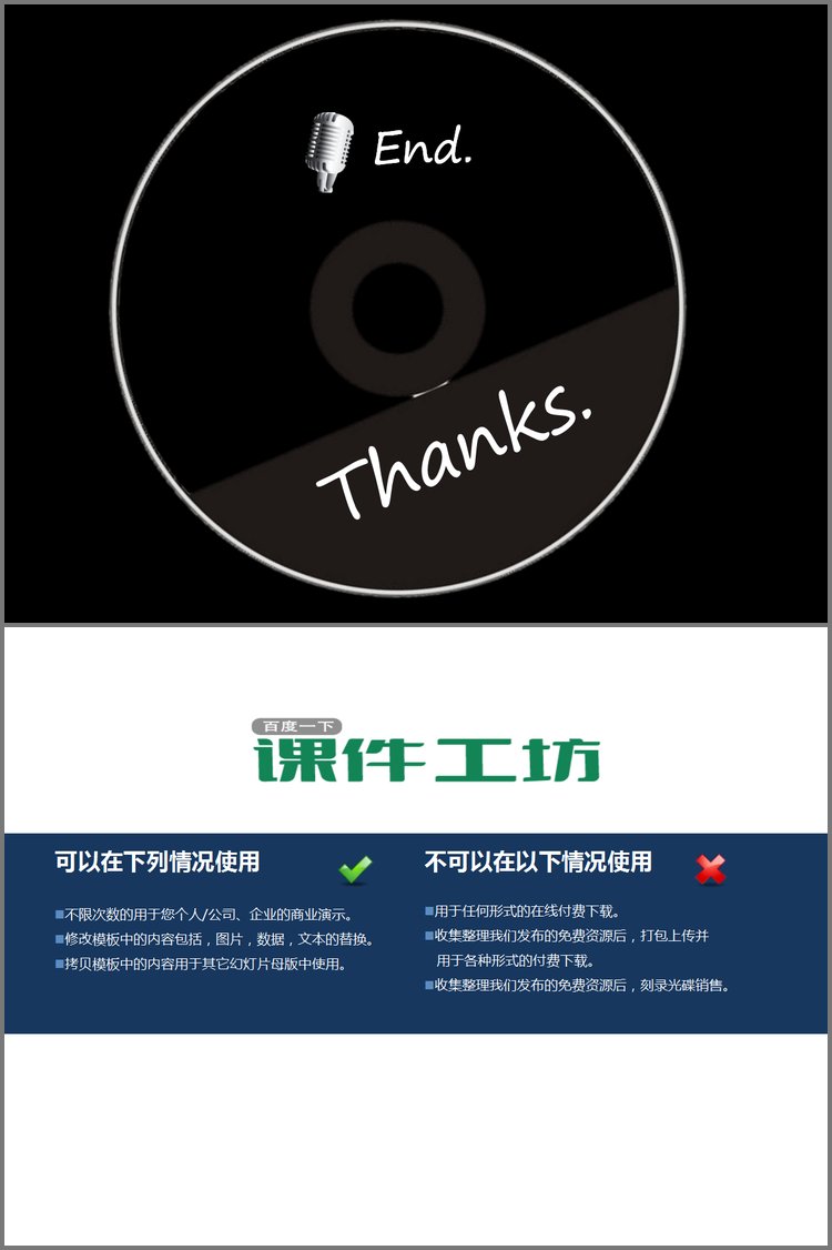 PPT模板-黑色CD背景的幻灯片放映结束背景图片
