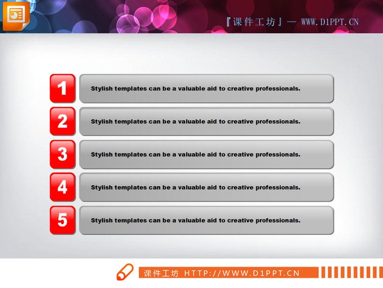 红色水晶风格幻灯片图表模板打包下载