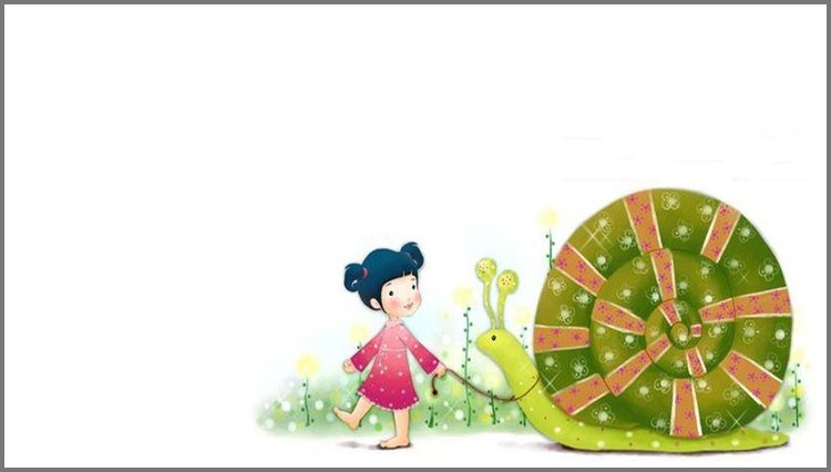 PPT模板-可爱卡通女孩与蜗牛PPT背景图片