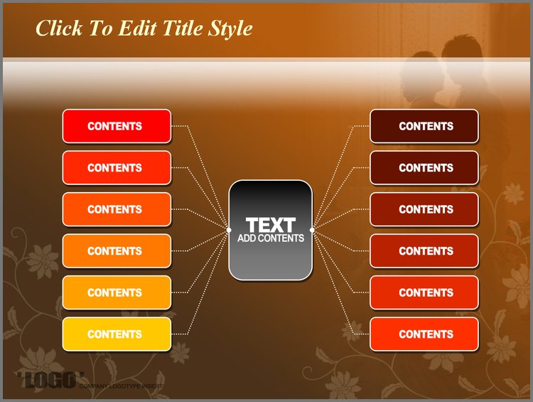 PPT模板-艳丽商务扩散聚合PPT图表