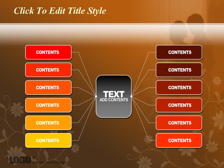 艳丽商务扩散聚合PPT图表