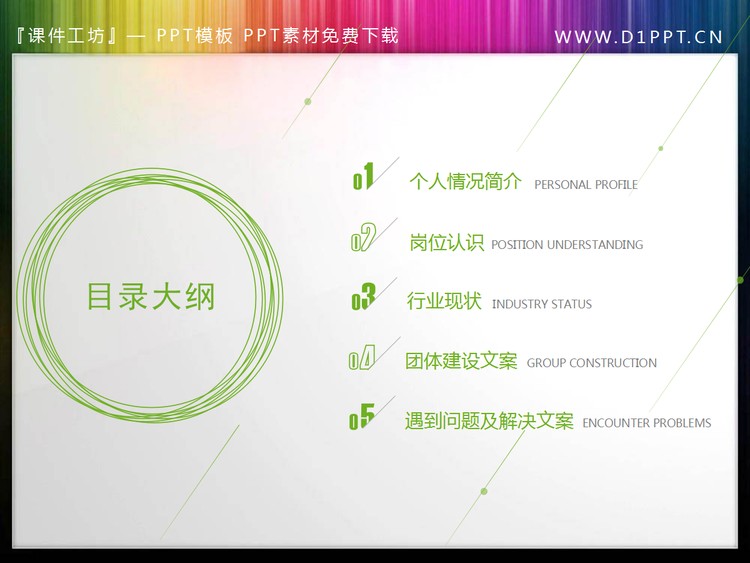 绿色动态清新PPT目录素材下载