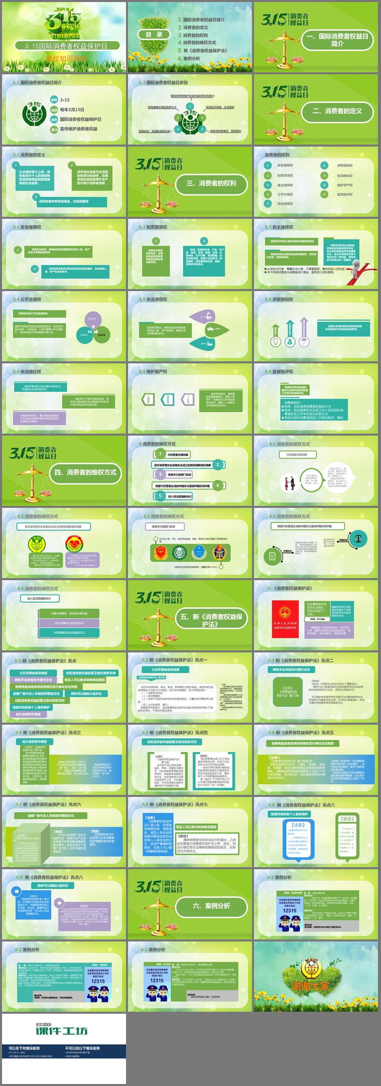 PPT模板-3.15国际消费者权益保护日维权知识讲座PPT