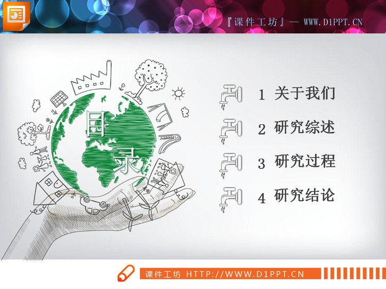 创意手绘环保主题PPT图表大全