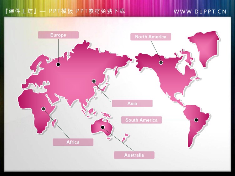 粉色世界地图PPT小插图下载
