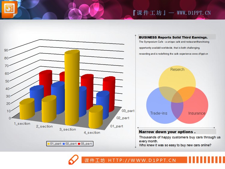 可编辑属性的3d立体PPT柱状图下载