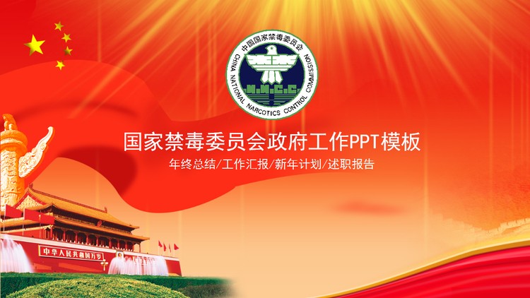 国家禁毒委员会政府工作汇报PPT模板