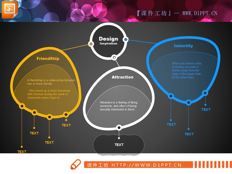 两张简洁线条勾勒的扩散关系PPT图表