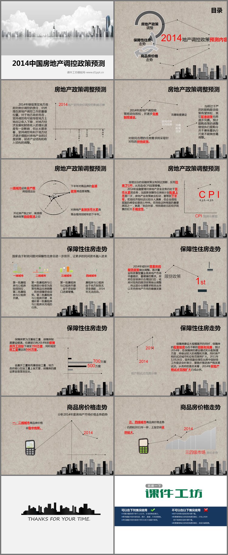 PPT模板-2014中国房地产调控政策预测PPT下载