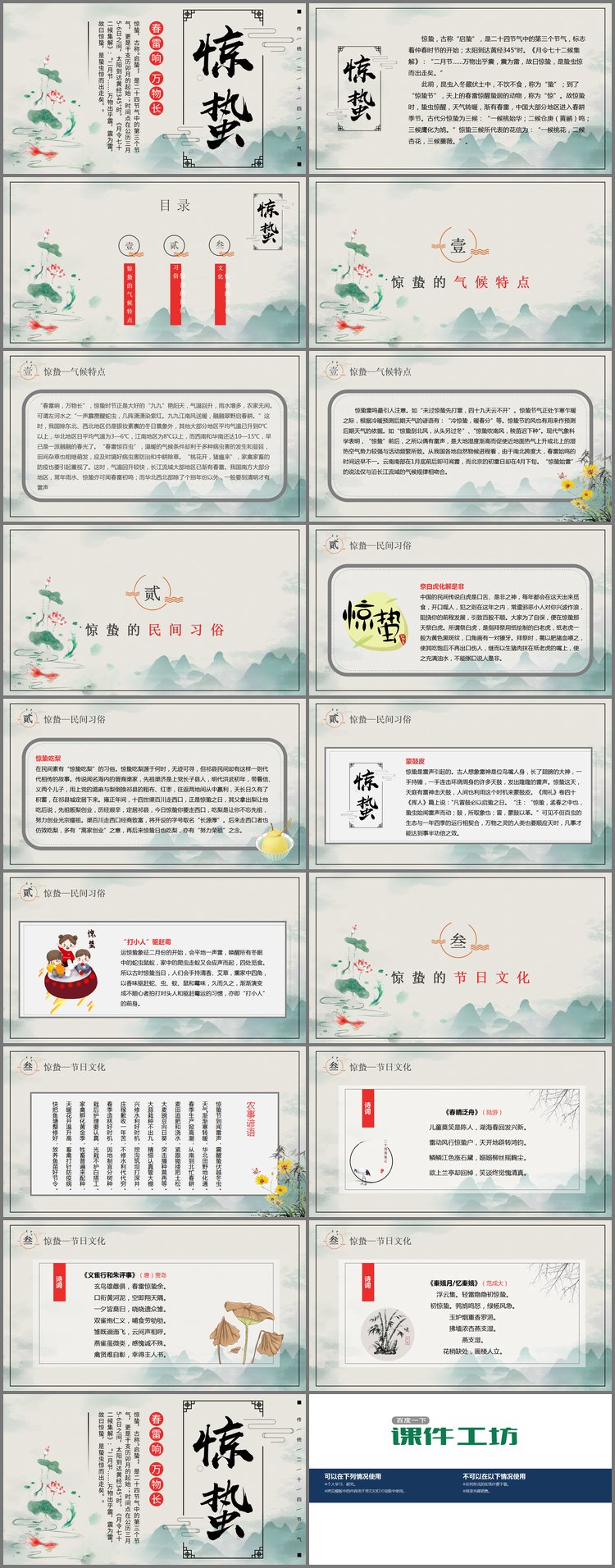 PPT模板-水墨中国风惊蛰节气介绍PPT模板