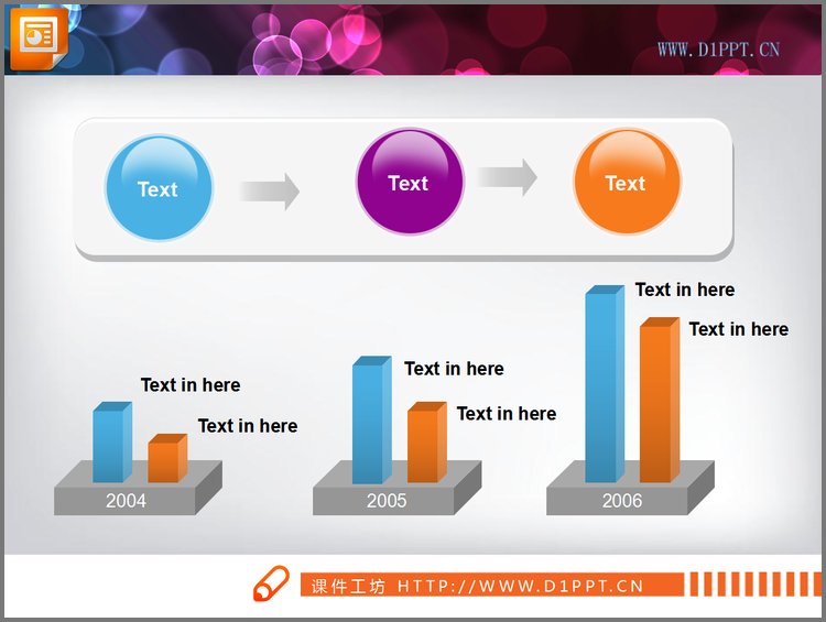 PPT模板-带流程图的PPT柱状图