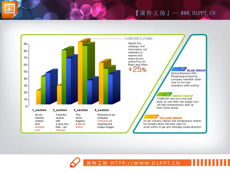 实用汇报数据展示柱状图PPT图表下载