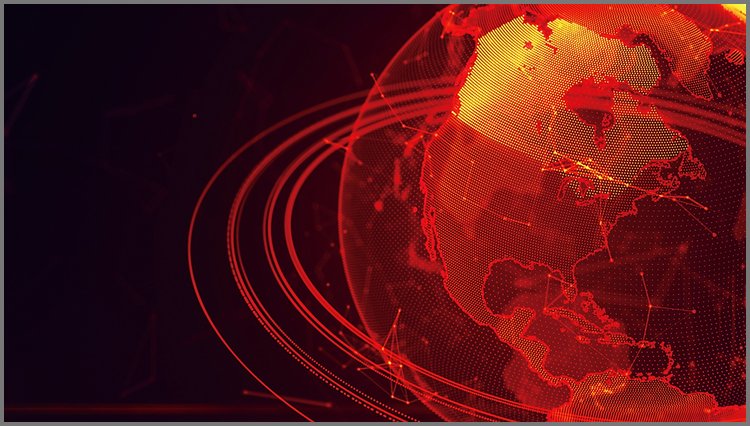 PPT模板-红色地球点阵图PPT背景图片