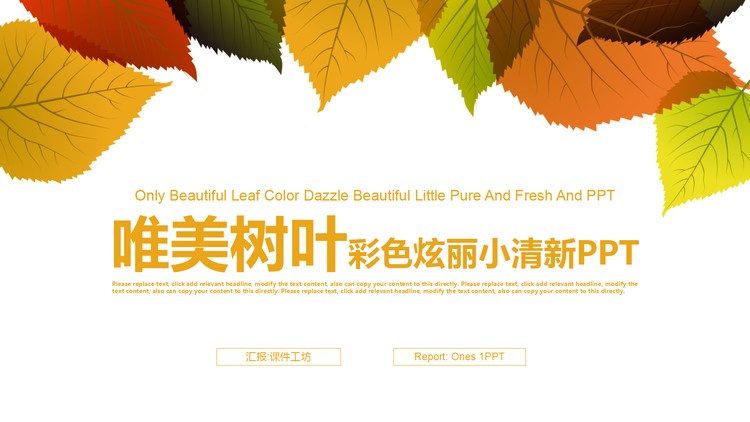 清新叶子背景的工作计划PPT模板