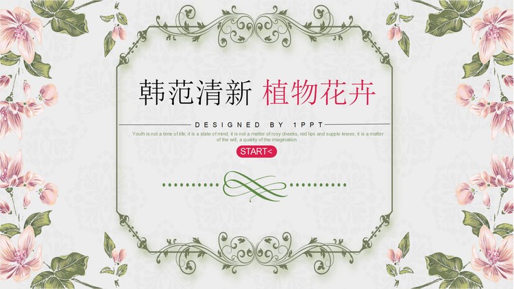 清新韩范花纹花卉PPT模板