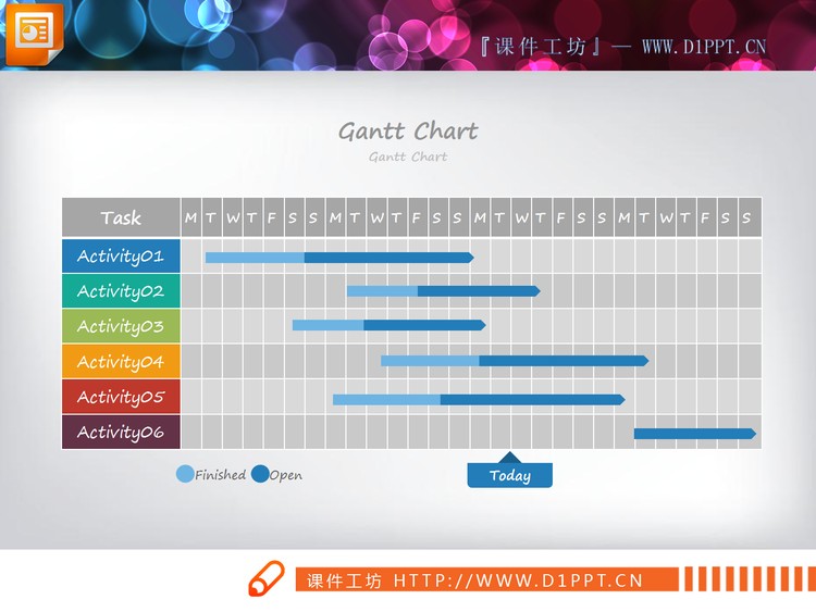 彩色实用PPT甘特图