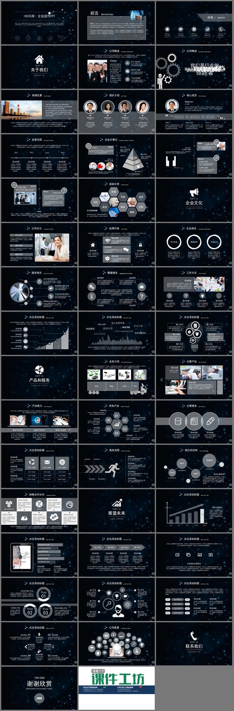 PPT模板-星空背景的企业介绍企业宣传PPT模板