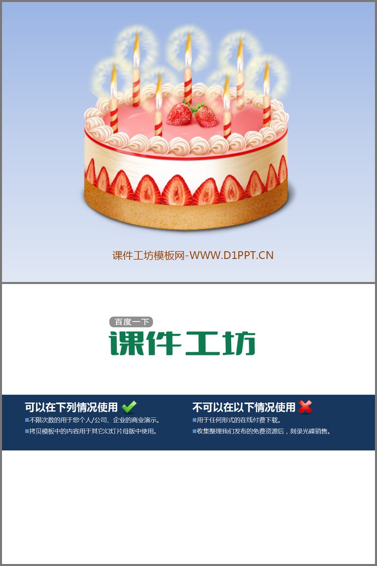 PPT模板-动态生日蛋糕PPT动画背景的生日快乐幻灯片模板