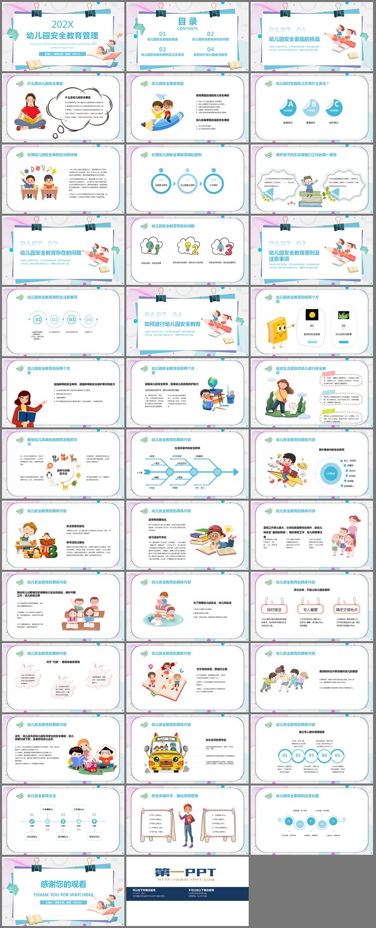 PPT模板-幼儿园安全教育管理培训PPT下载