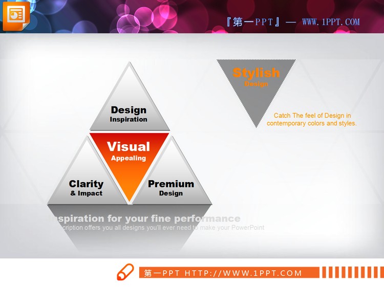 一张并列组合关系的三角形PPT图表模板