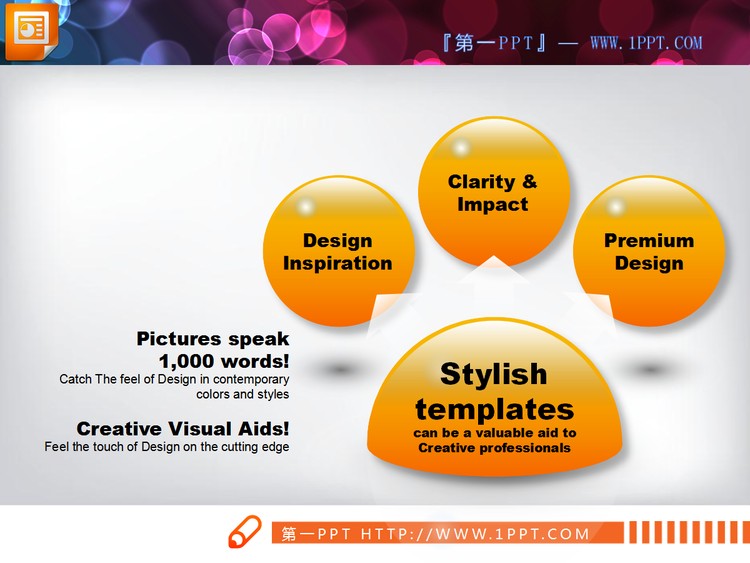 3d风格的扩散关系幻灯片图表模板