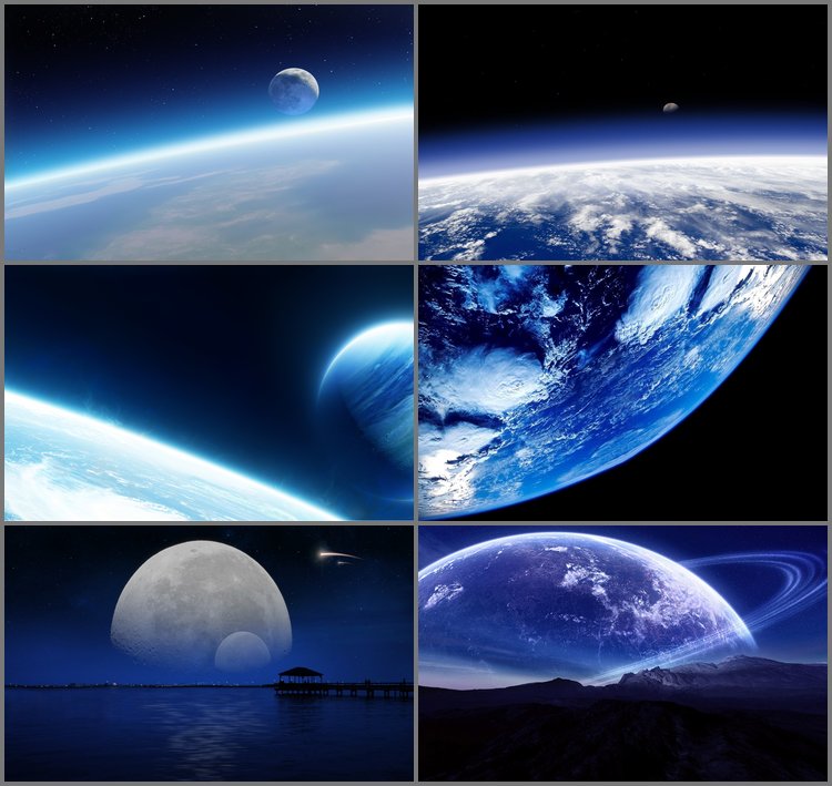 PPT模板-一组唯美蓝色星空星球PPT背景图片（二）