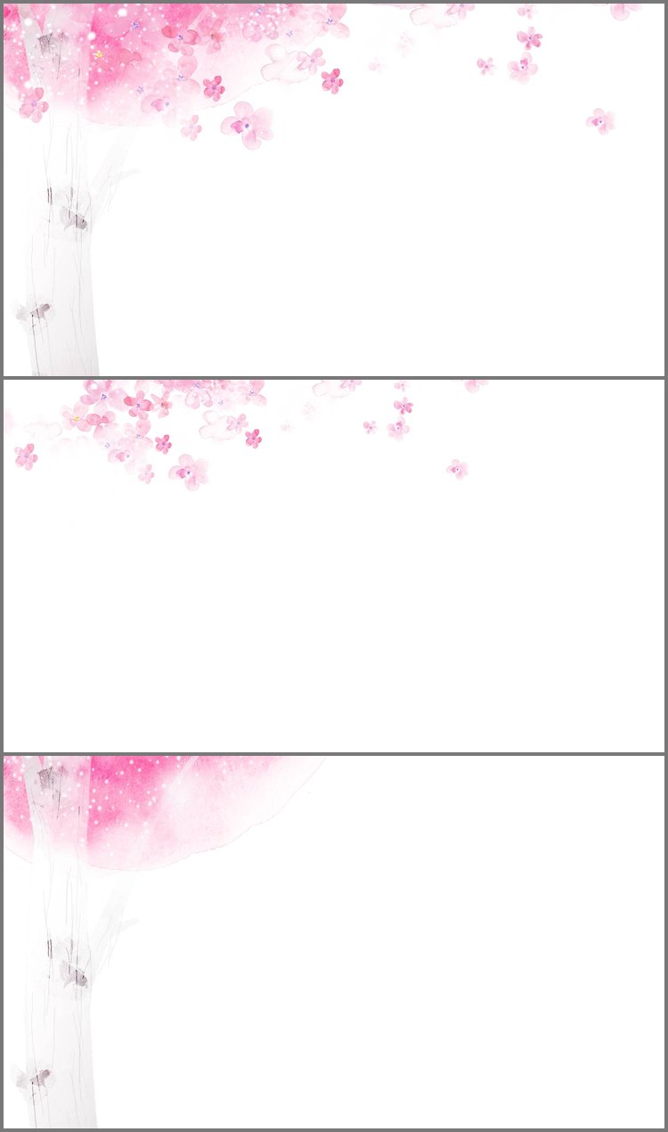 PPT模板-浪漫粉色水彩树木花瓣PPT背景图片