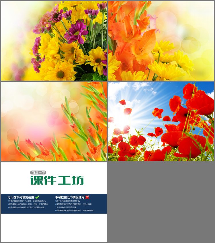 PPT模板-橙色温馨鲜花幻灯片背景图片下载