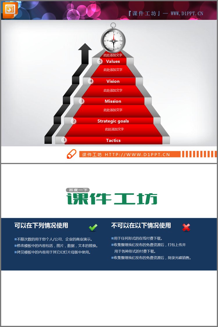 PPT模板-精美的层级递进关系PowerPoint图表下载