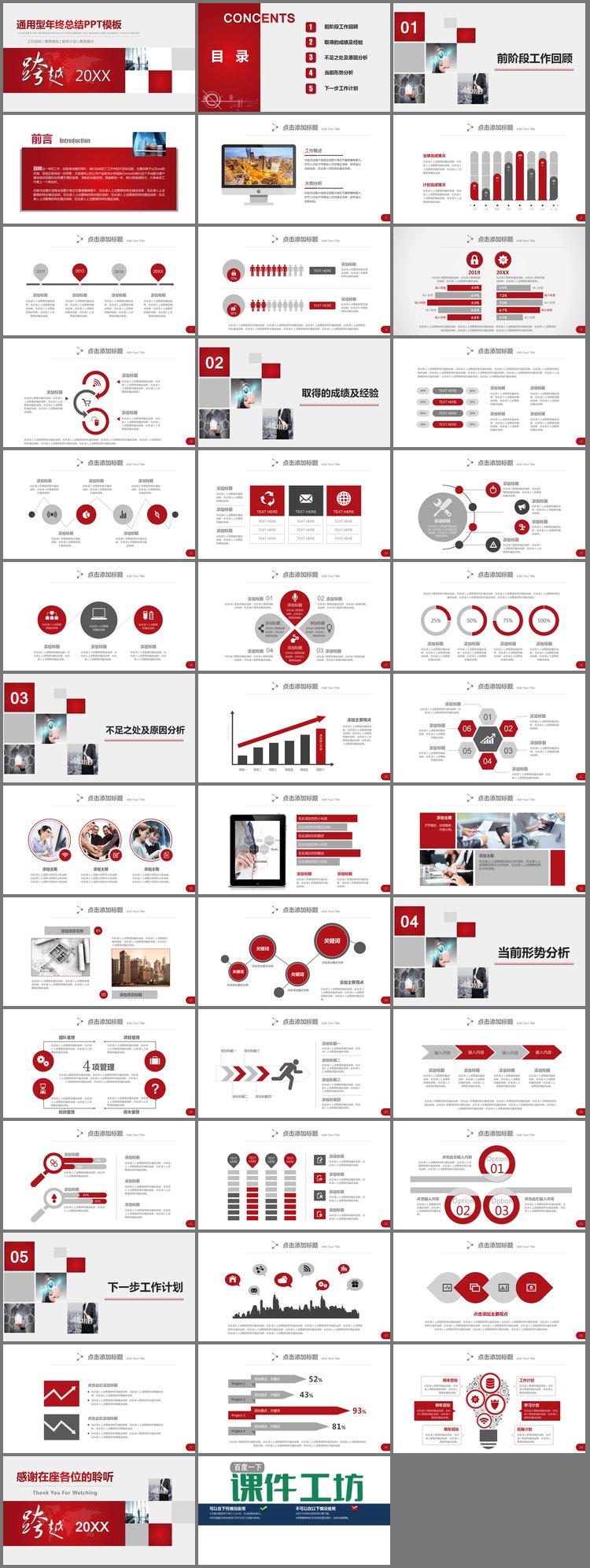 PPT模板-跨越主题的年终工作总结计划PPT模板