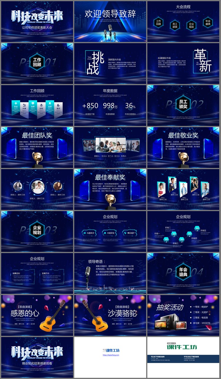 PPT模板-《科技改变未来》科技公司年终表彰大会PPT模板