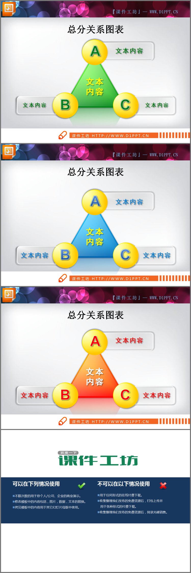PPT模板-立体扩散聚合关系PPT图表