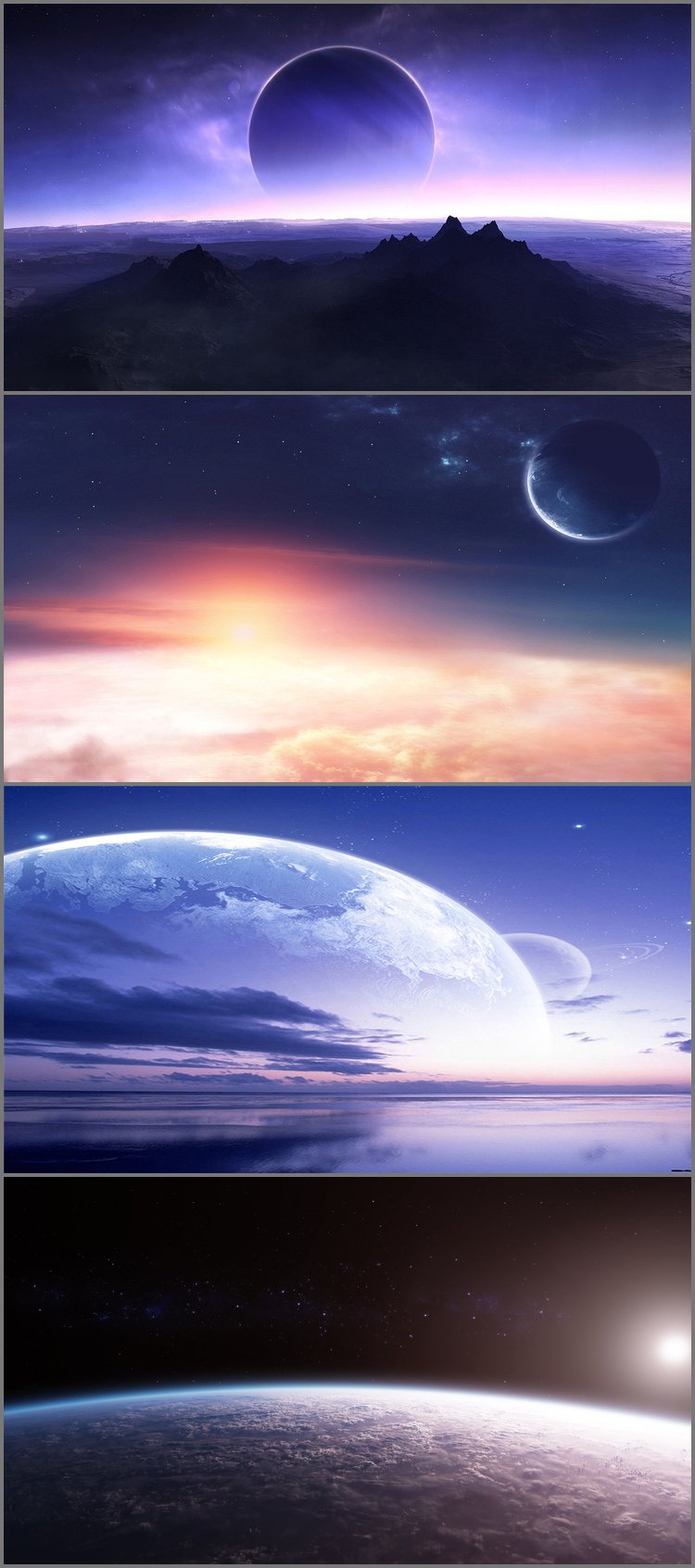 PPT模板-一组唯美紫色星空星球PPT背景图片（一）