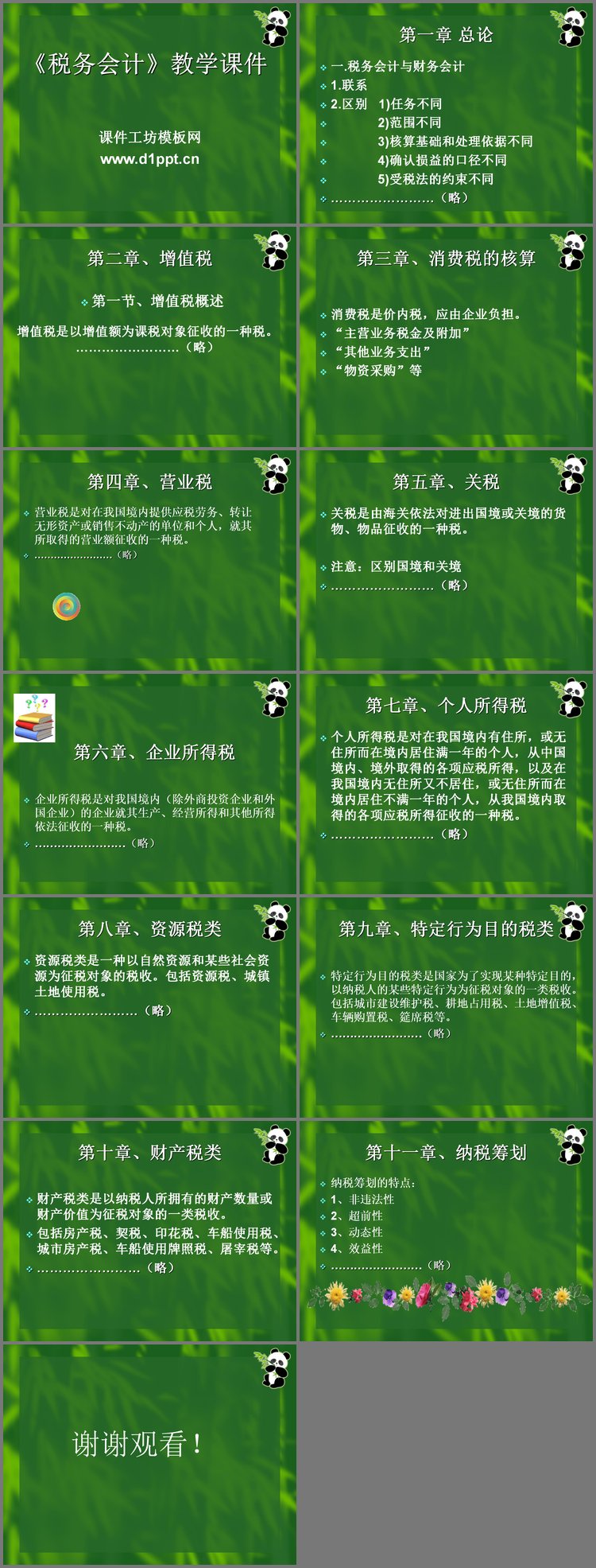 PPT模板-《税务会计》教学课件PPT下载