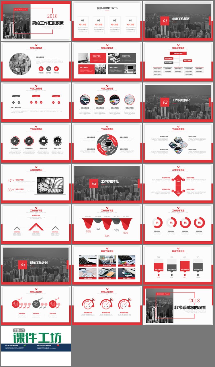 PPT模板-现代建筑背景的实用工作汇报PPT模板