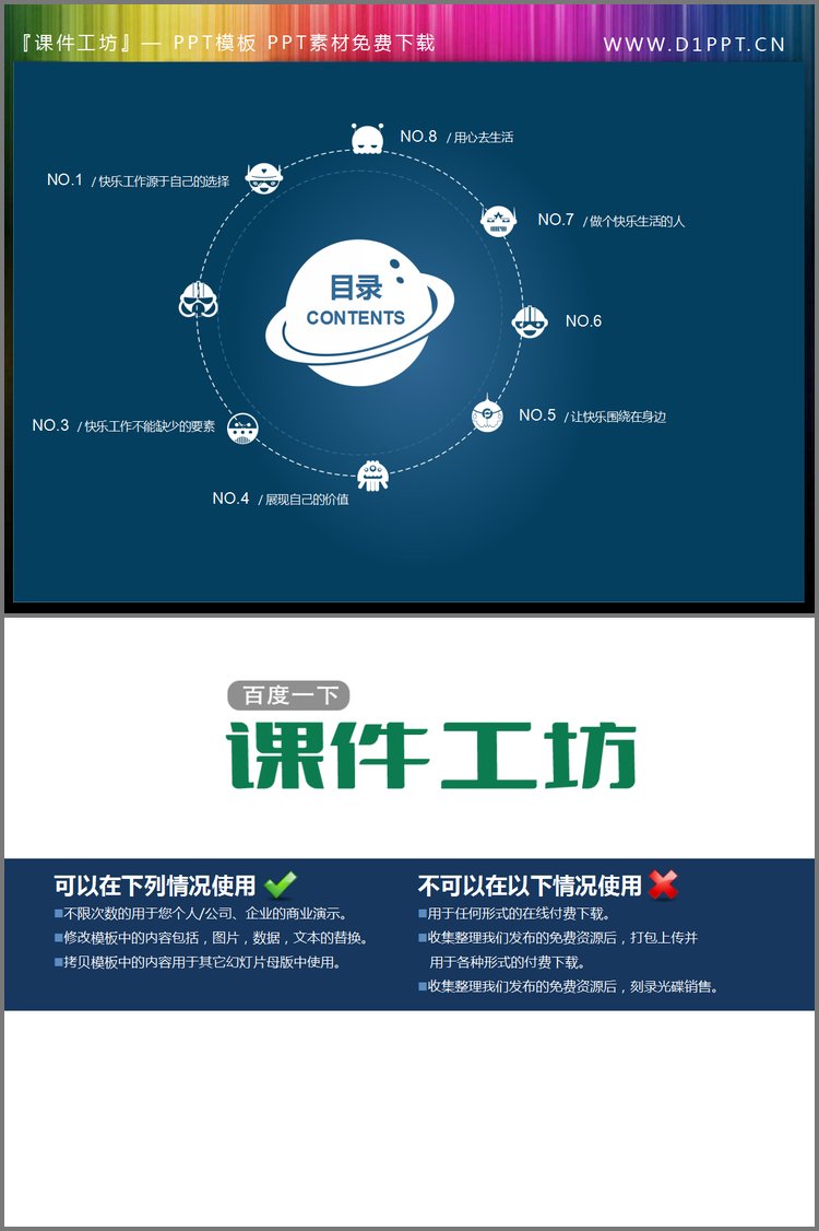 PPT模板-环绕样式的幻灯片目录模板下载