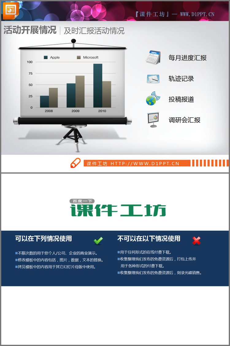 PPT模板-三脚架装饰的PPT柱状图背景图片下载