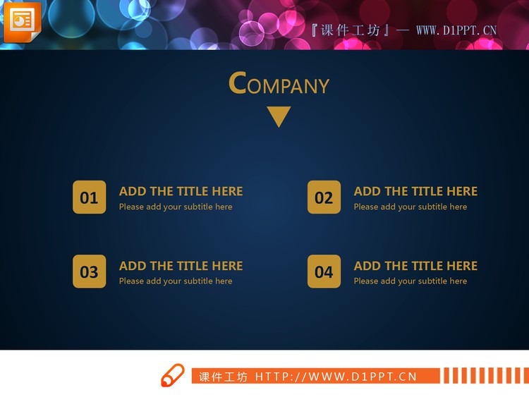 金色扁平化欧美PPT图表免费下载