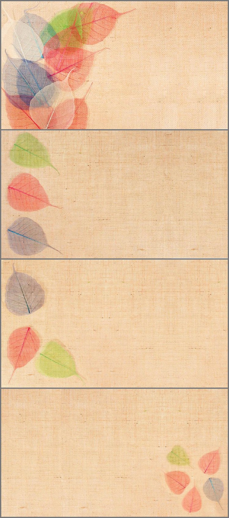 PPT模板-布纹叶子PPT背景图片