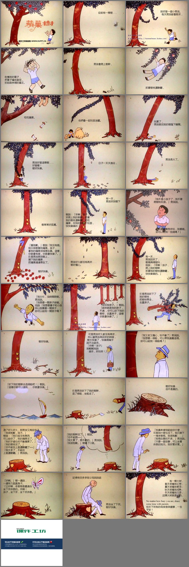 PPT模板-《苹果树》绘本故事PPT