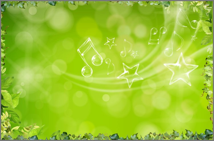 PPT模板-藤蔓植物透明音符PPT背景边框