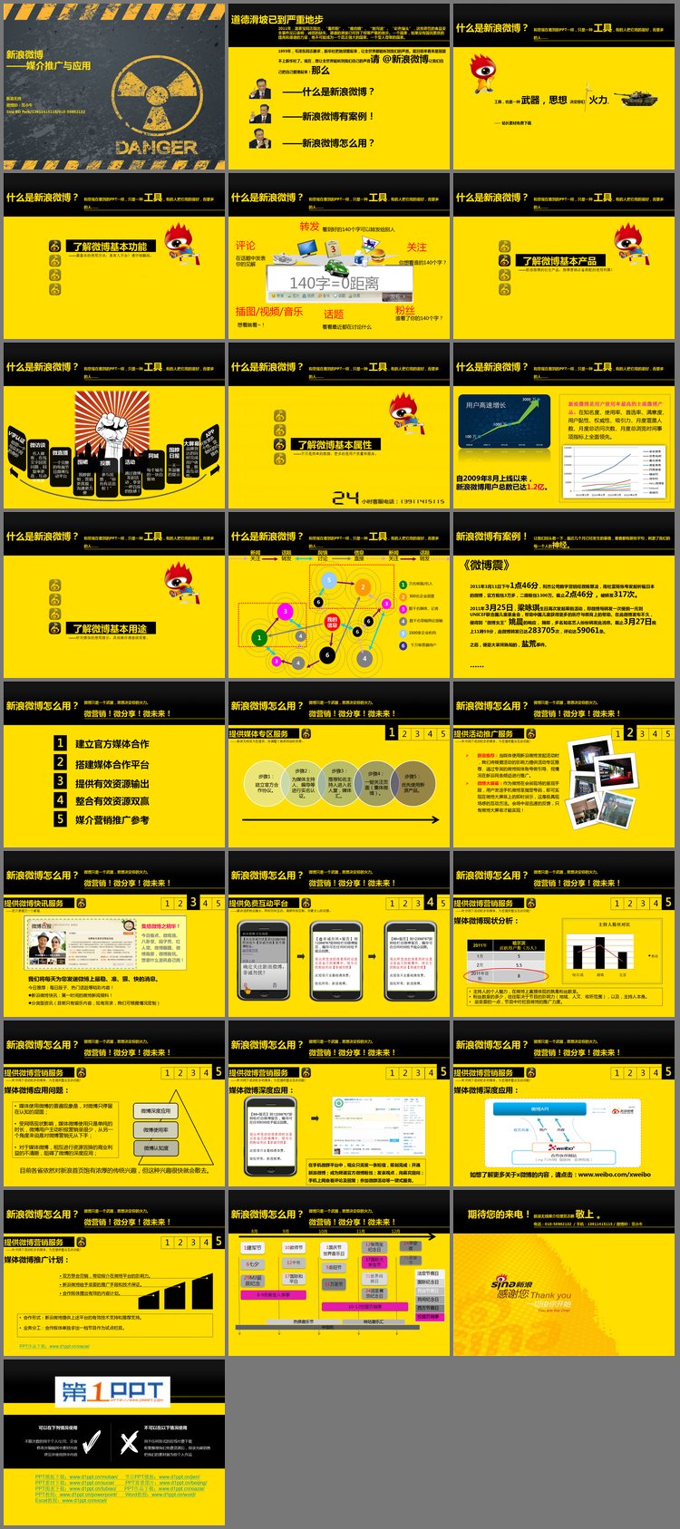 PPT模板-新浪微博媒介推广与应用PPT下载