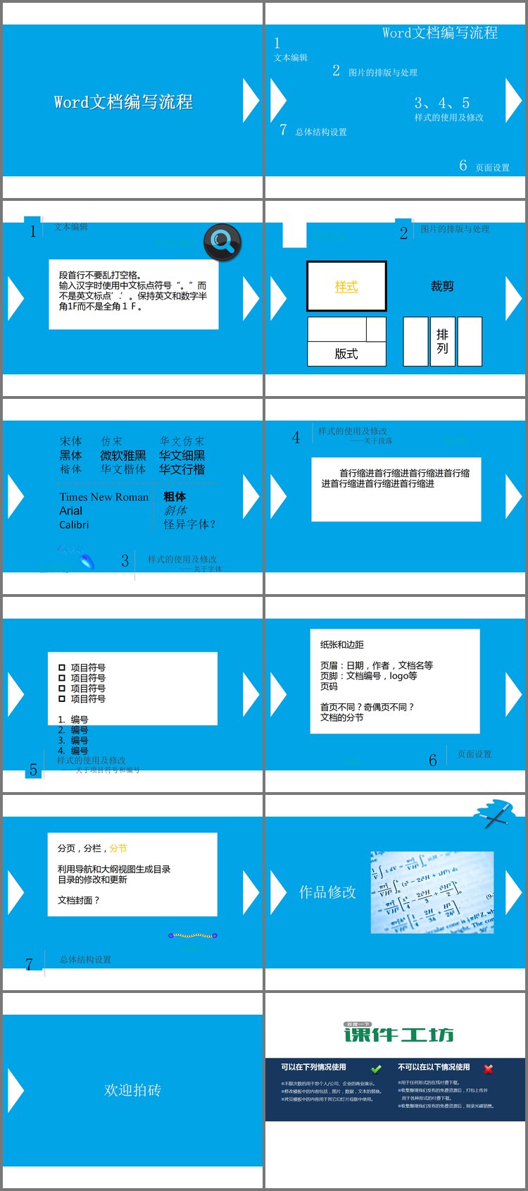 PPT模板-word文档编写流程PowerPoint课件下载
