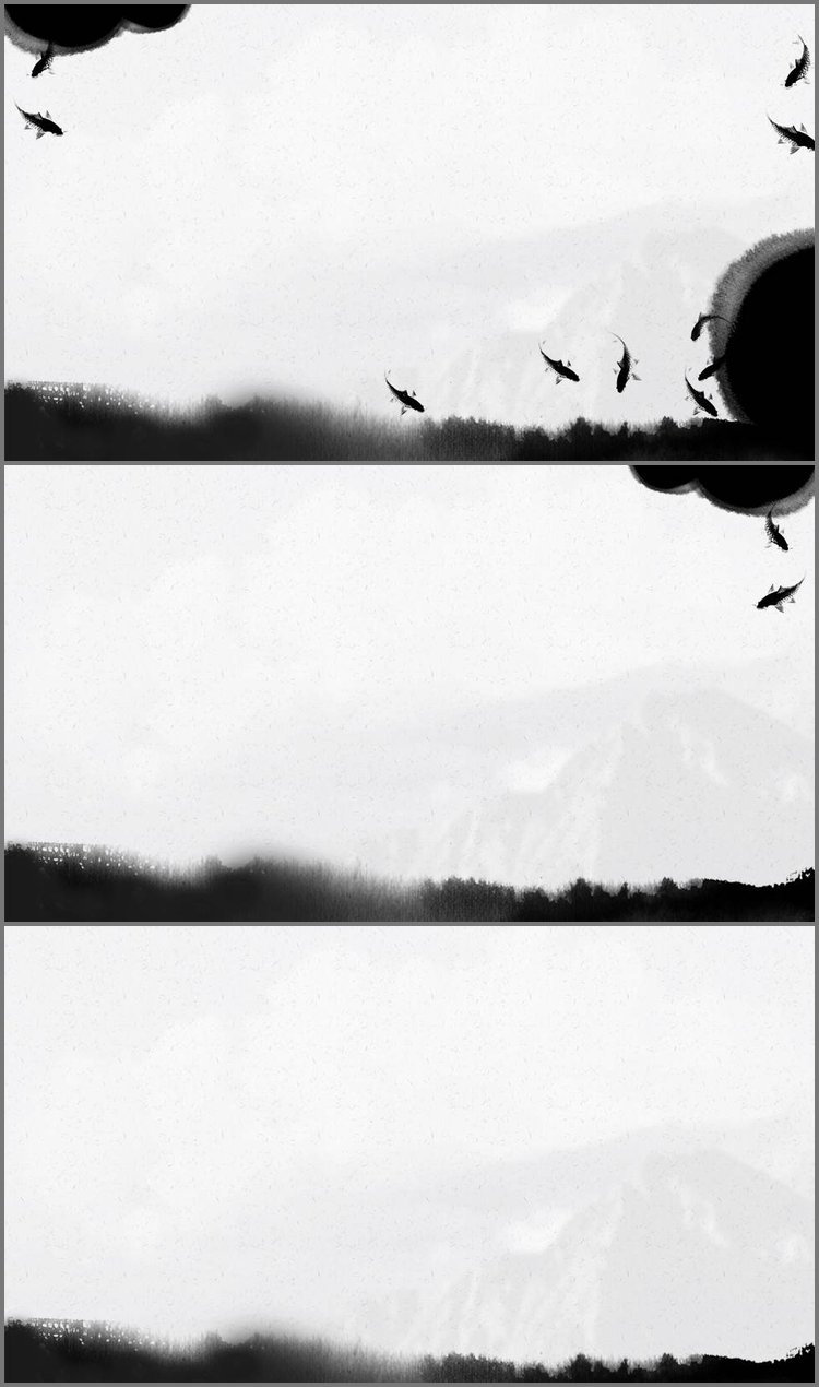 PPT模板-三张水墨锦鲤PPT背景图片