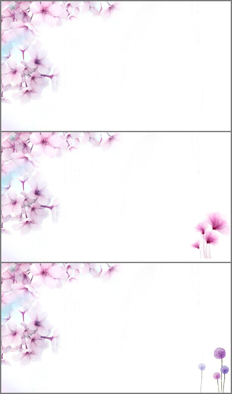 PPT模板-三张粉色唯美桃花PPT背景图片