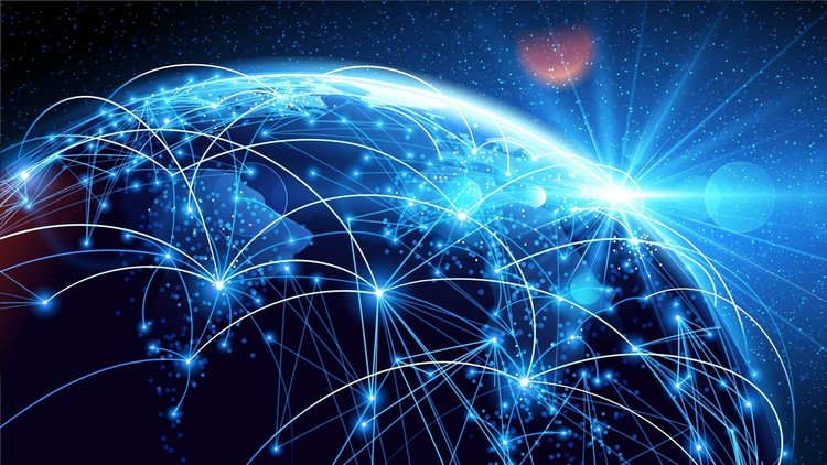 两张点线星球PPT背景图片