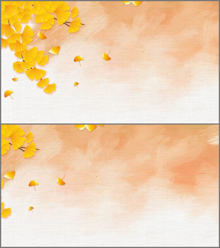 PPT模板-两张金色银杏叶PPT背景图片