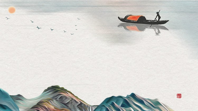 9张水墨山水中国风PPT背景图片