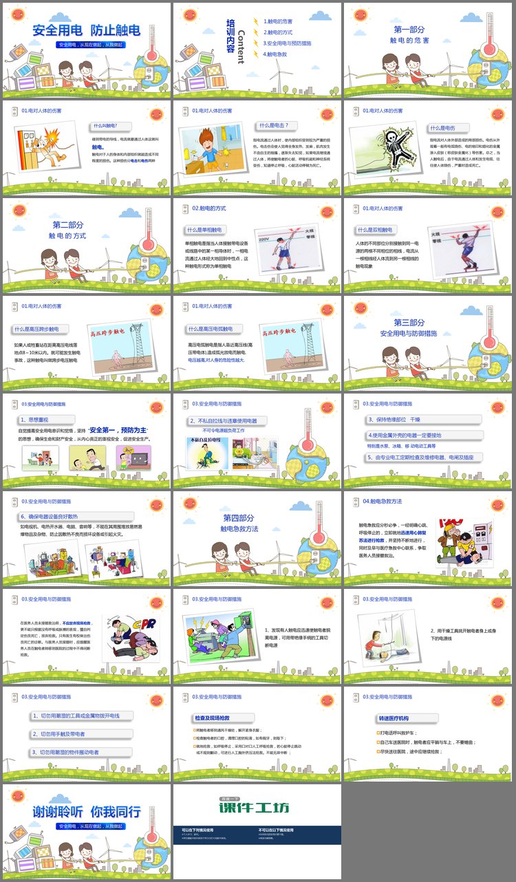 PPT模板-安全用电防止触电PPT下载